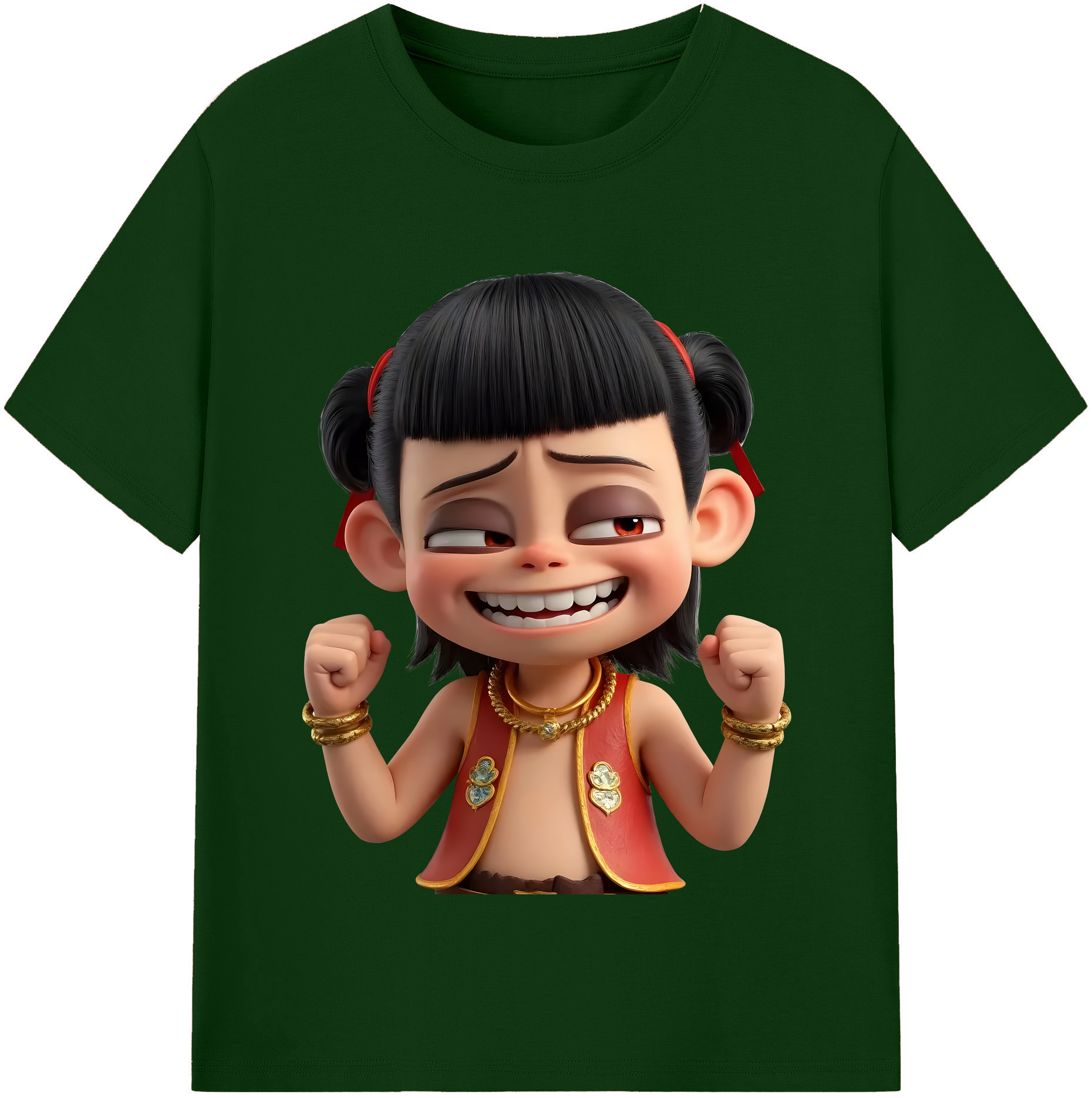 （画像用） Ne Zha 2 ナタ 魔童の大暴れ 綿100％半袖Tシャツ（フロントプリント）